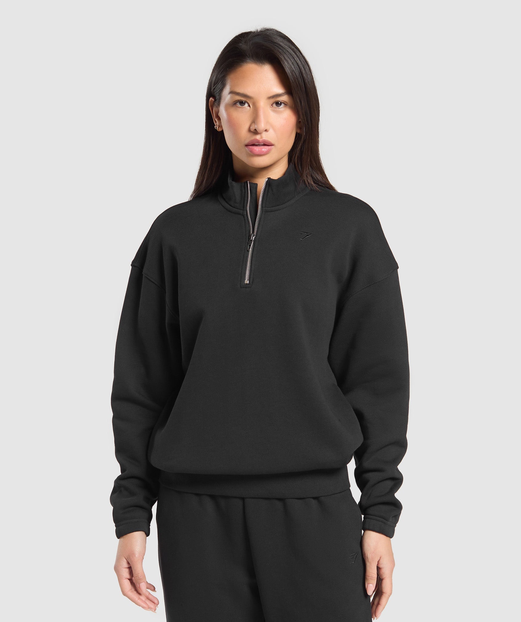 Women's Gymshark Rest Day Sweats 2.0 1/4 Zip Pullover Black