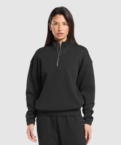 Women's Gymshark Rest Day Sweats 2.0 1/4 Zip Pullover Black