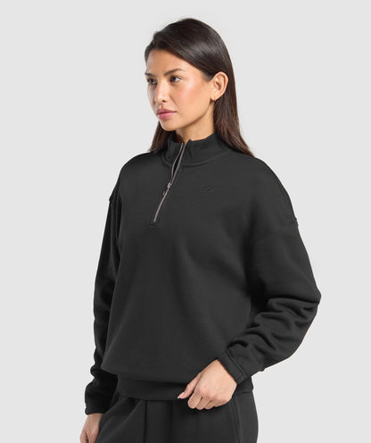 Women's Gymshark Rest Day Sweats 2.0 1/4 Zip Pullover Black