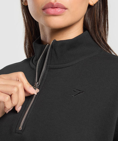Women's Gymshark Rest Day Sweats 2.0 1/4 Zip Pullover Black