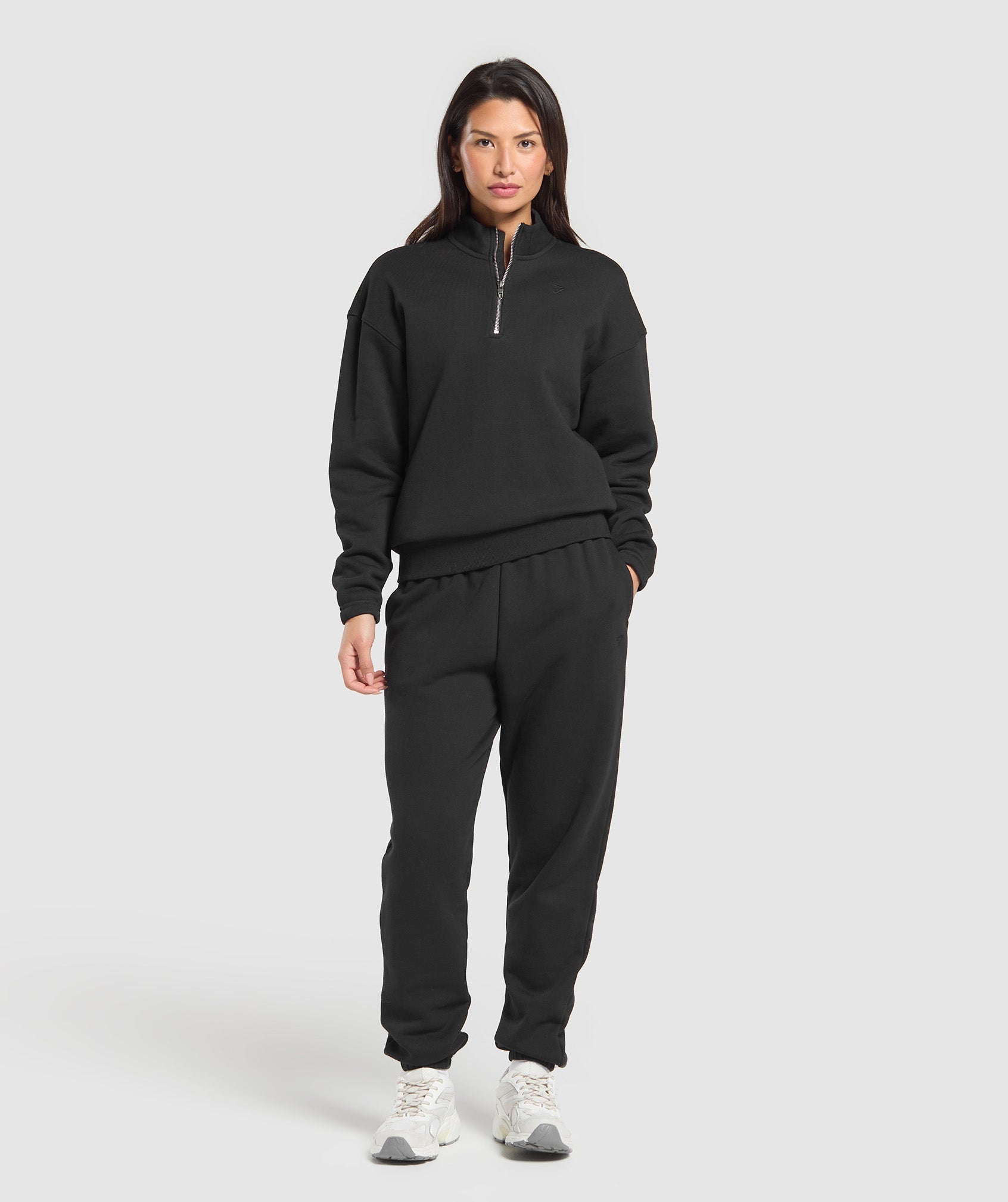 Women's Gymshark Rest Day Sweats 2.0 1/4 Zip Pullover Black