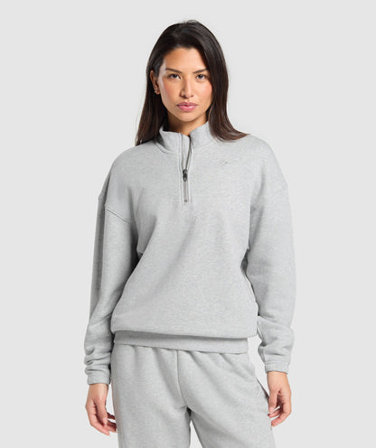 Women's Gymshark Rest Day Sweats 2.0 1/4 Zip Pullover Light Grey Core Marl