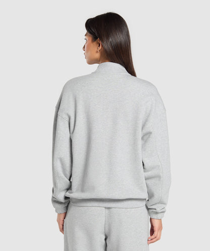 Women's Gymshark Rest Day Sweats 2.0 1/4 Zip Pullover Light Grey Core Marl