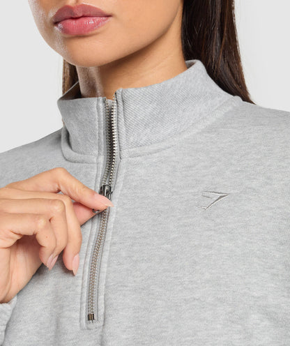 Women's Gymshark Rest Day Sweats 2.0 1/4 Zip Pullover Light Grey Core Marl