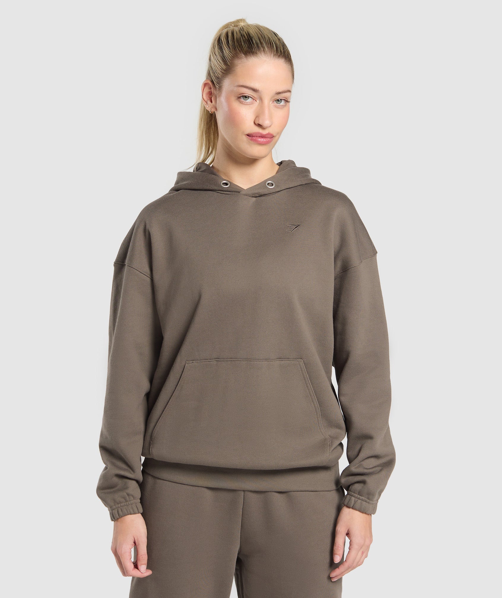 Women's Gymshark Rest Day Sweats 2.0 Oversized Hoodie Camo Brown