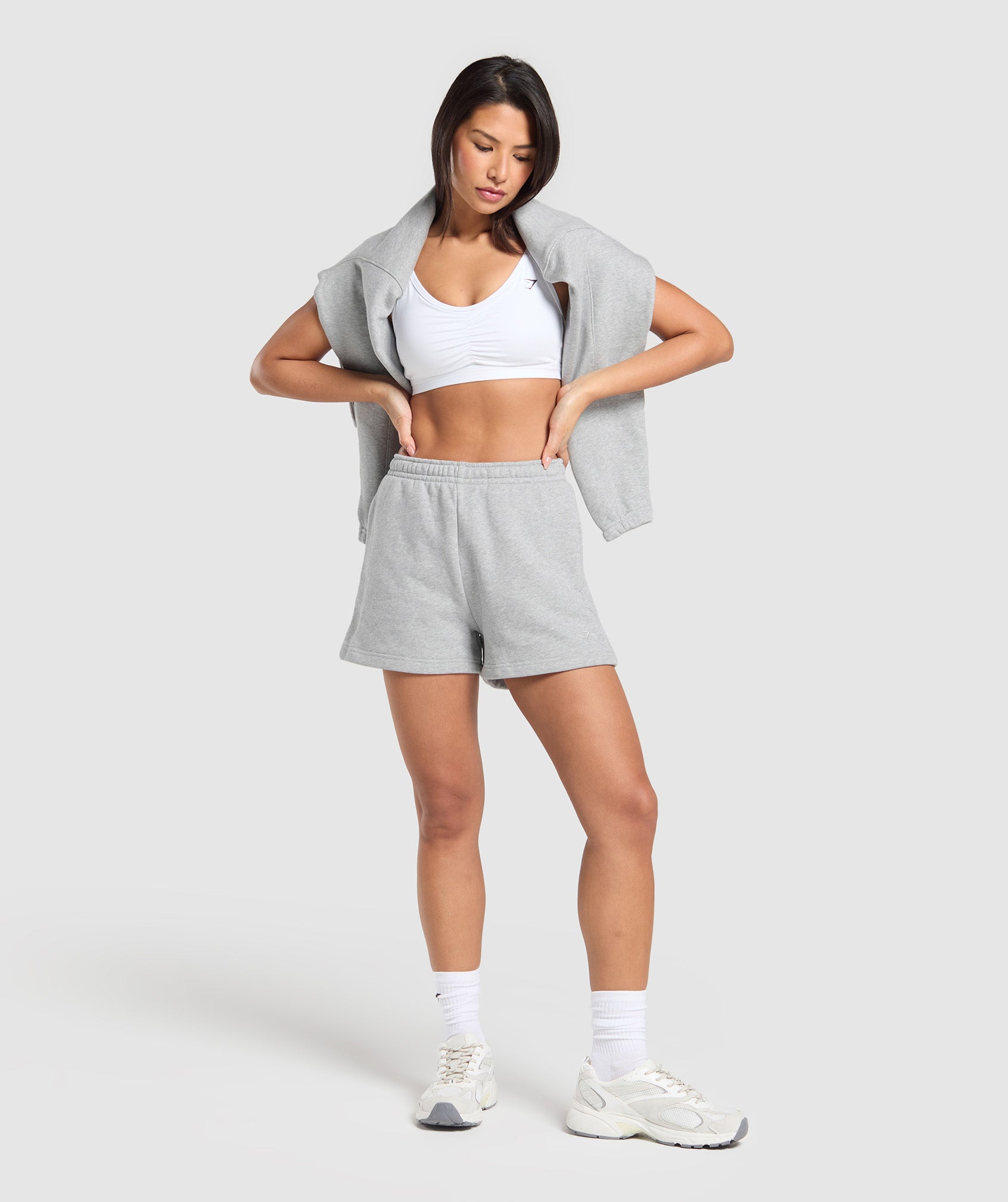 Women's Gymshark Rest Day Sweats 2.0 Shorts Light Grey Core Marl