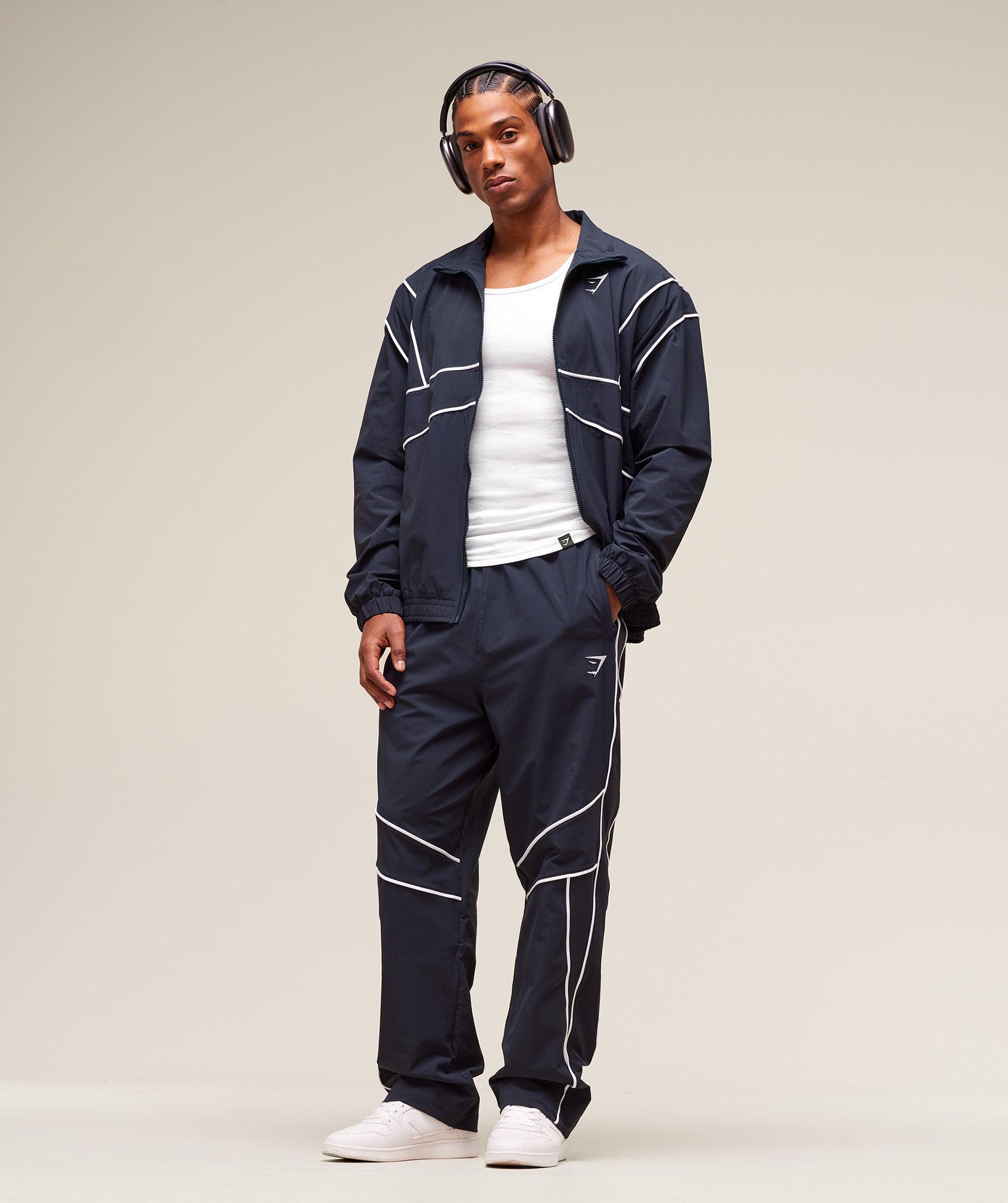 Gymshark Retro Crinkle Track Jacket Heavy Blue