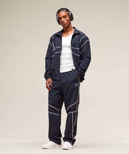 Gymshark Retro Crinkle Track Jacket Heavy Blue