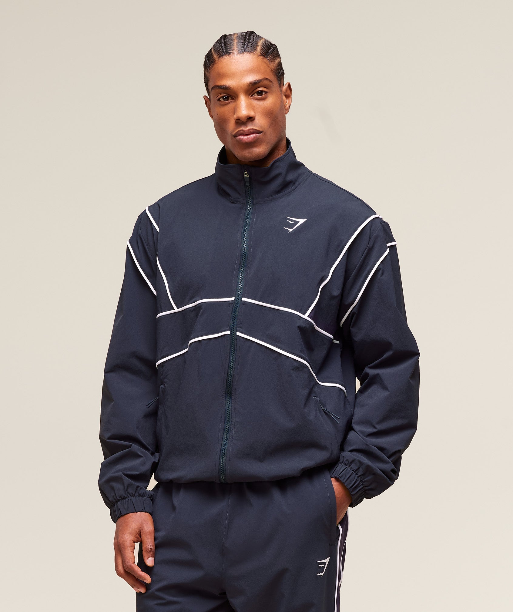 Gymshark Retro Crinkle Track Jacket Heavy Blue