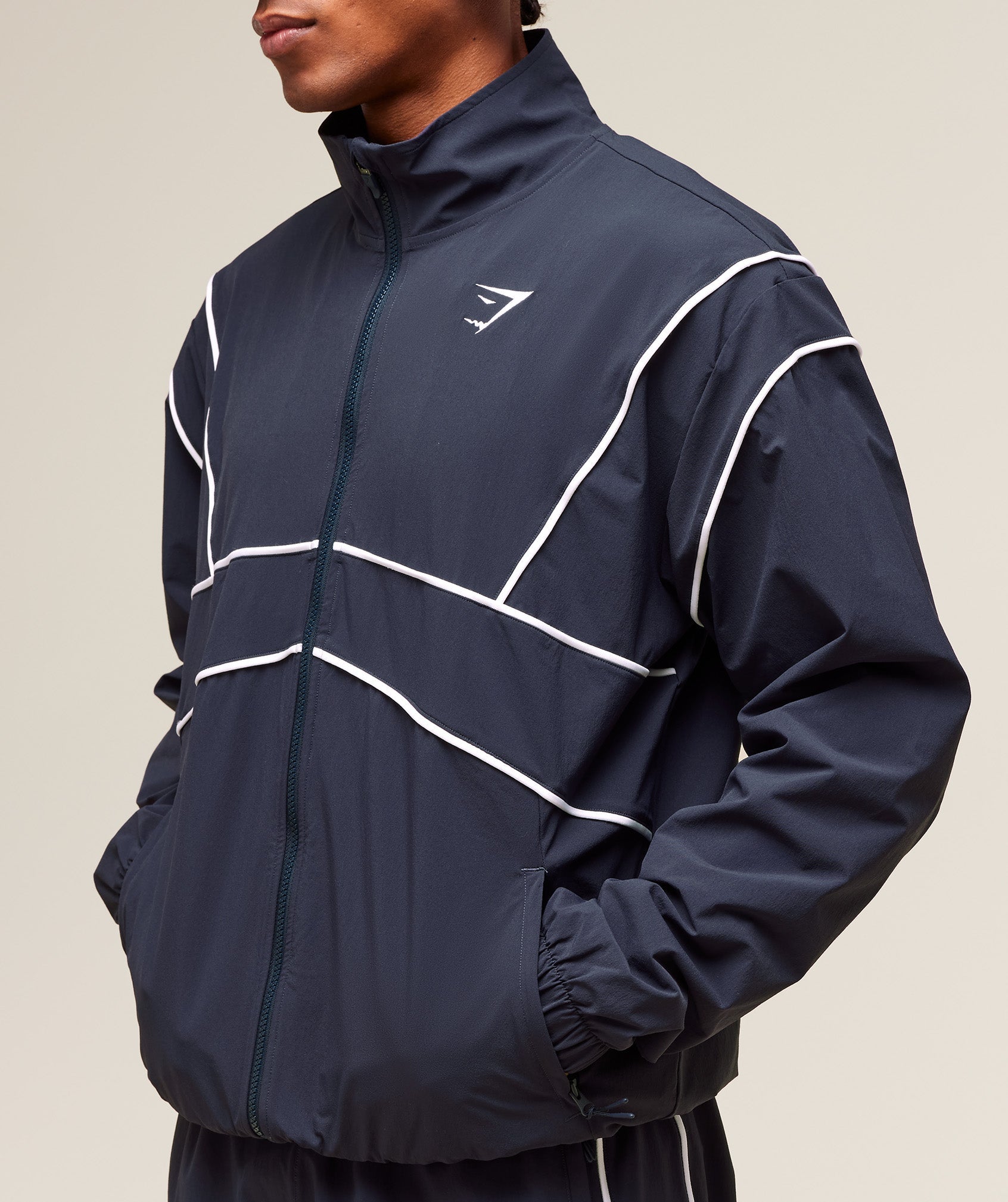 Gymshark Retro Crinkle Track Jacket Heavy Blue