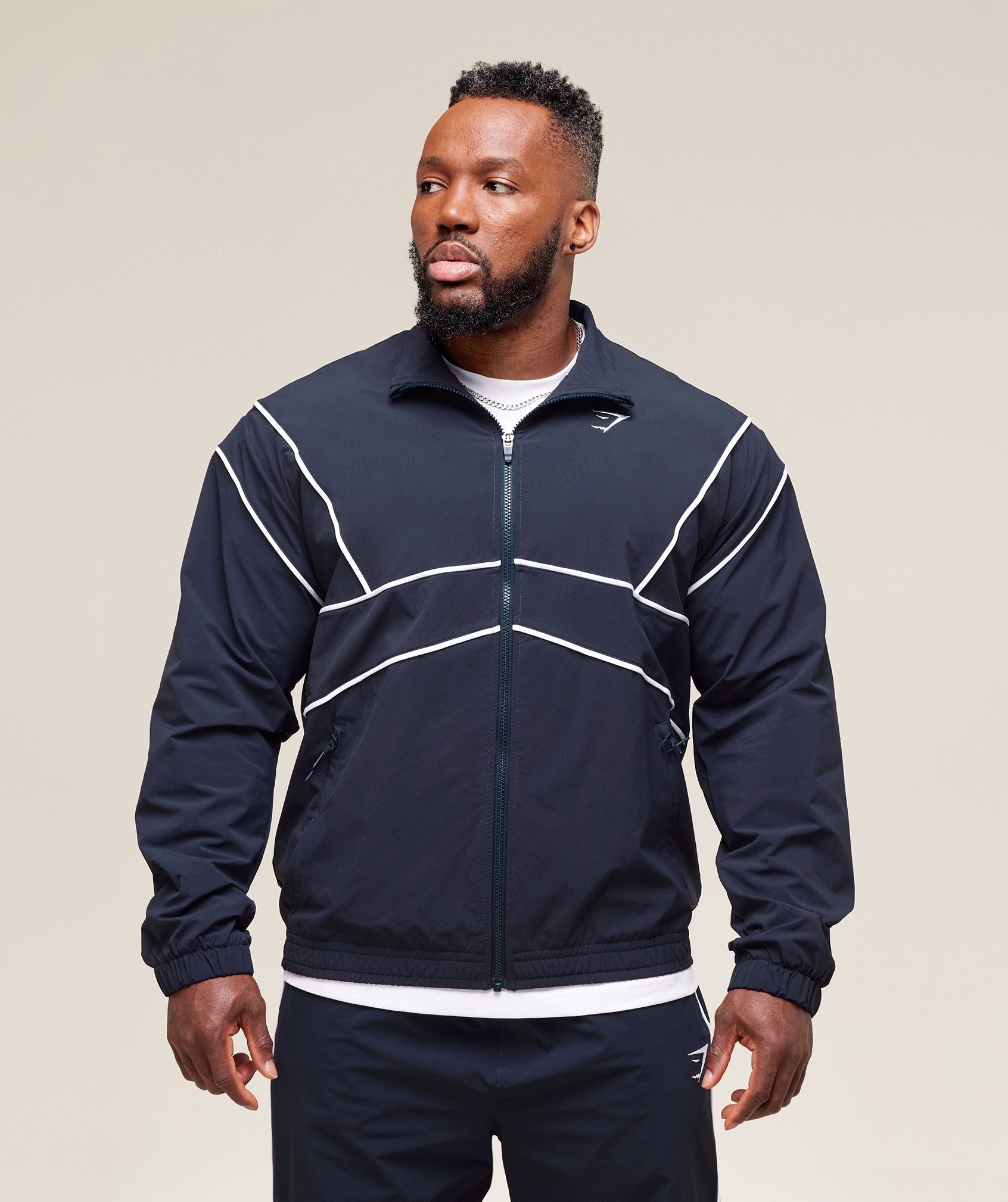 Gymshark Retro Crinkle Track Jacket Heavy Blue