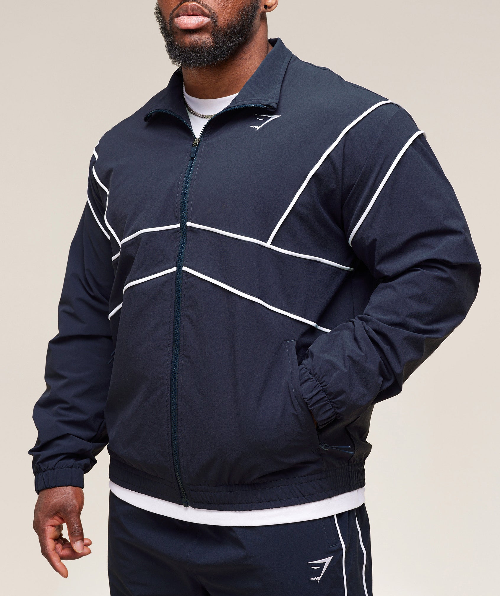 Gymshark Retro Crinkle Track Jacket Heavy Blue