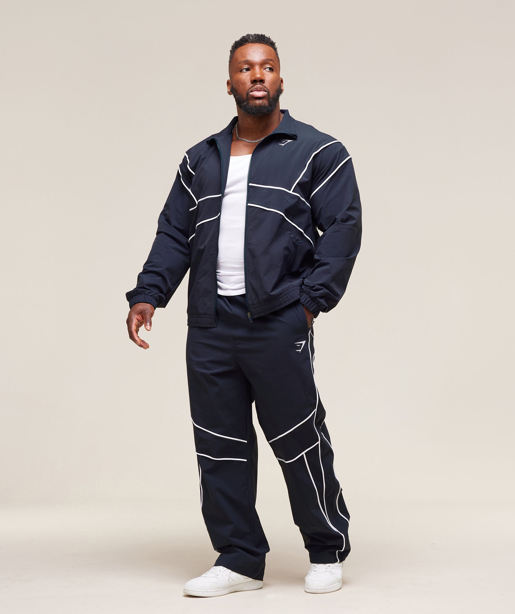 Gymshark Retro Crinkle Track Jacket Heavy Blue