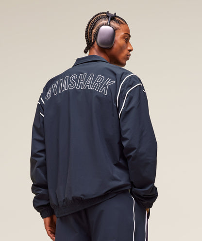 Gymshark Retro Crinkle Track Jacket Heavy Blue