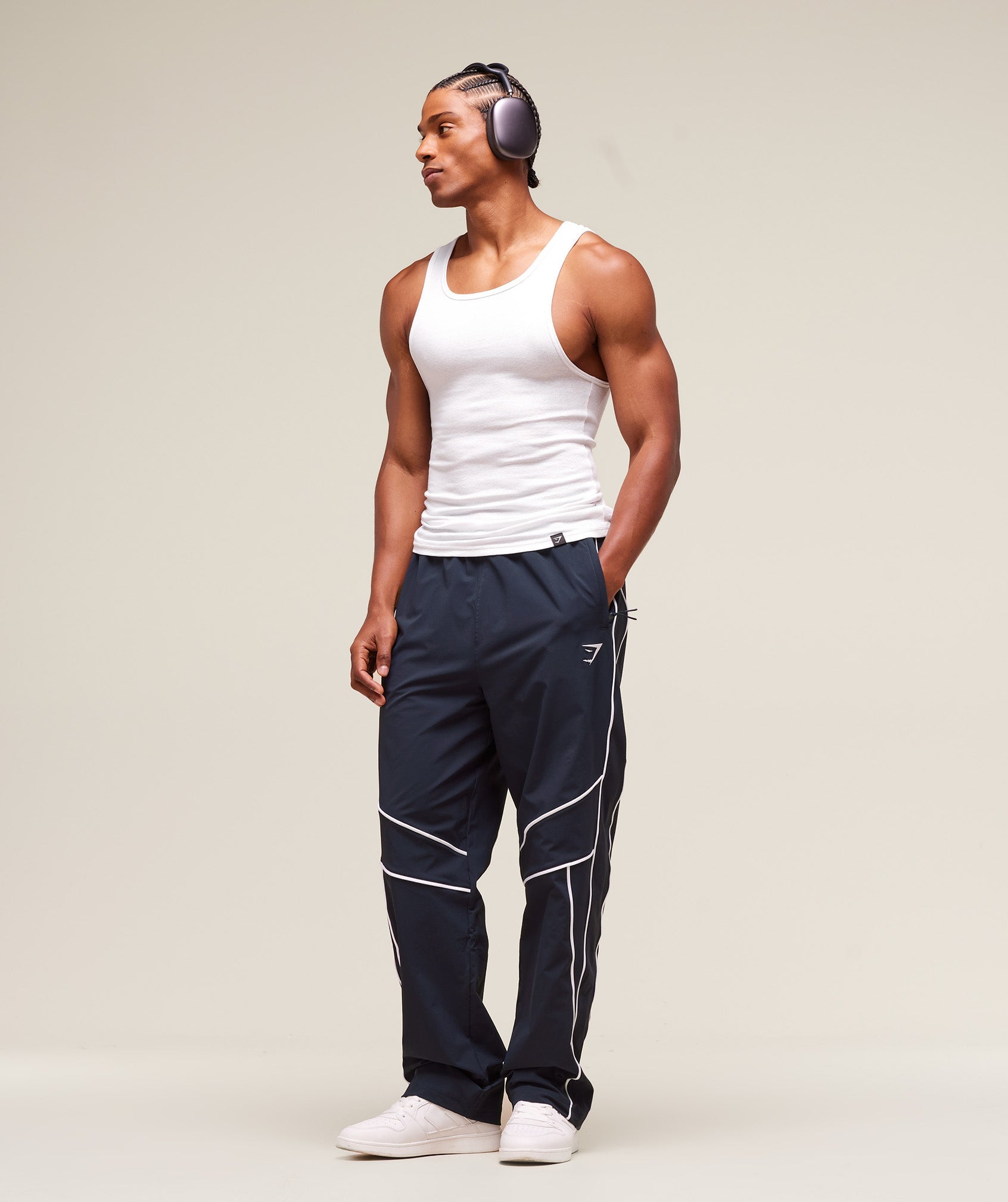 Gymshark Retro Crinkle Track Pants Heavy Blue