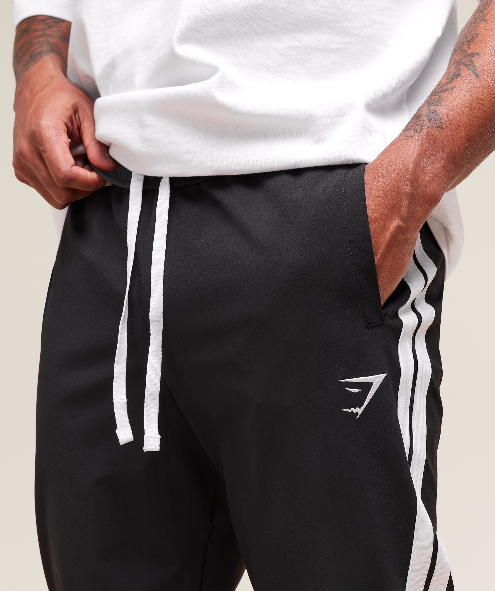 Gymshark Retro Side Stripe Joggers Black