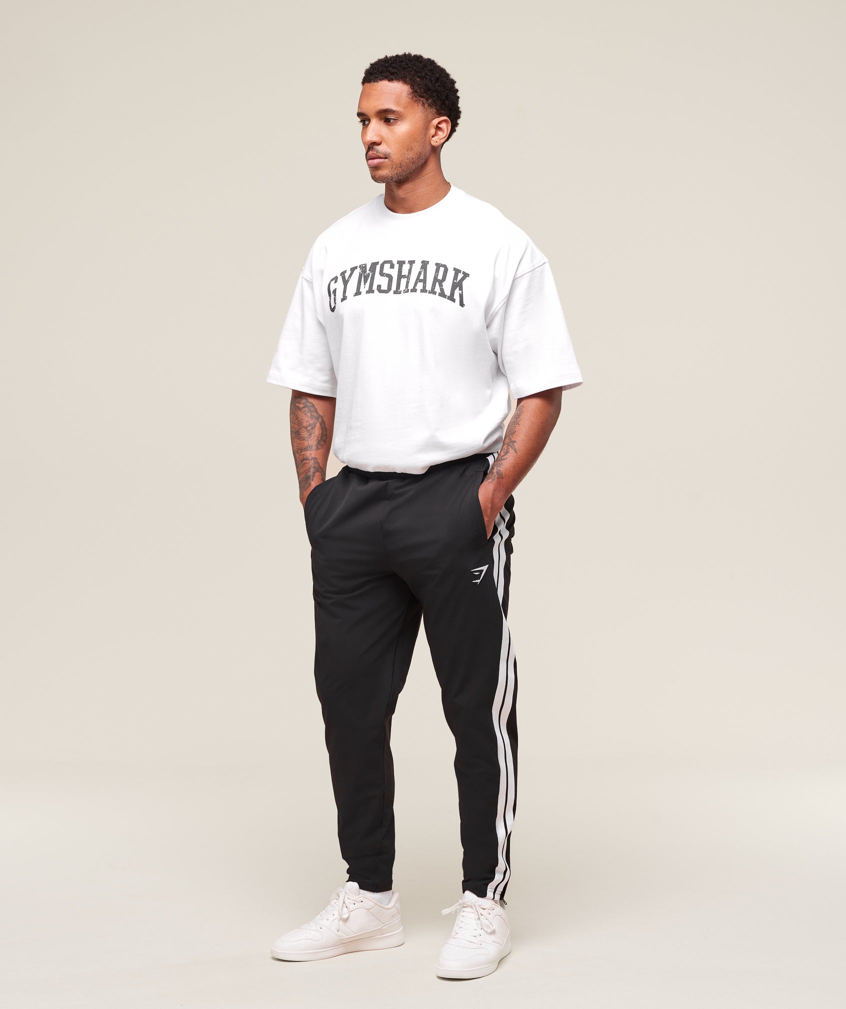 Gymshark Retro Side Stripe Joggers Black