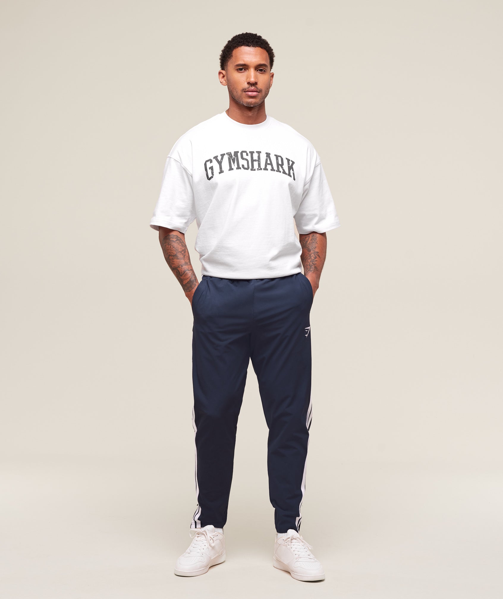 Gymshark Retro Side Stripe Joggers Heavy Blue
