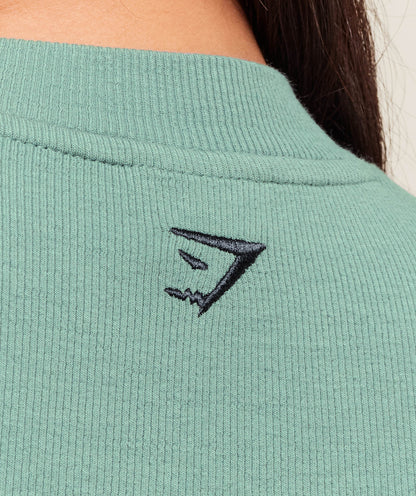Women's Gymshark Ribbed Cotton Crop Top Celeste Blue