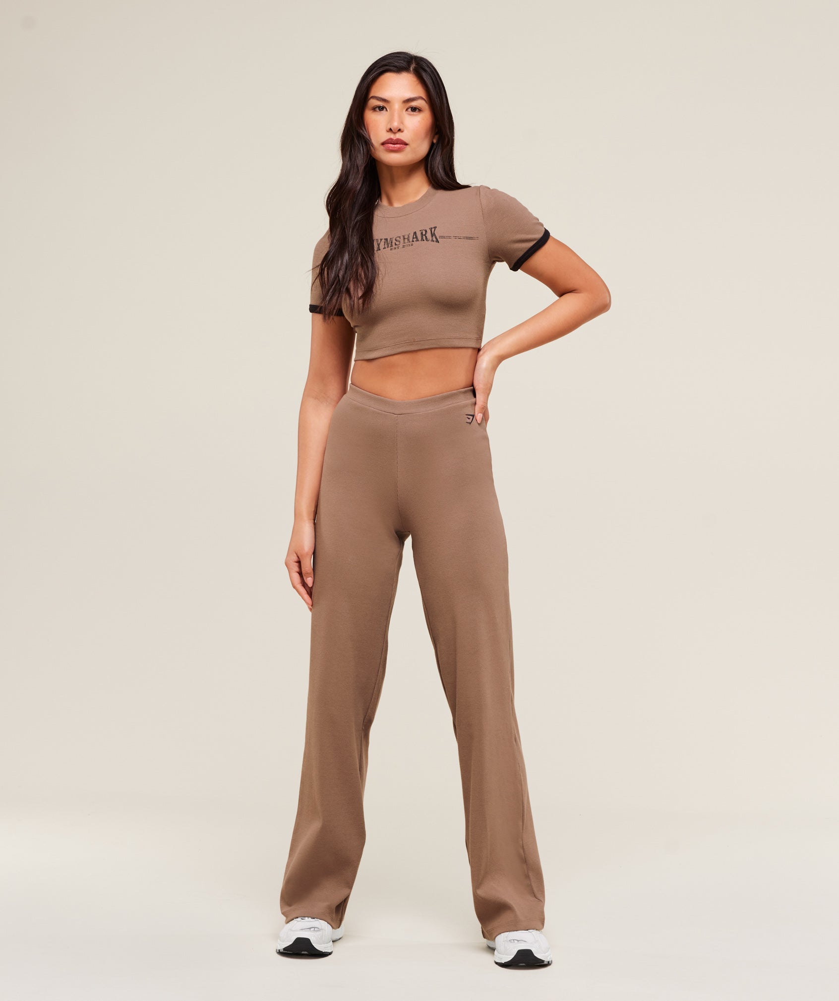 Women's Gymshark Ribbed Cotton Crop Top Mocha Mauve