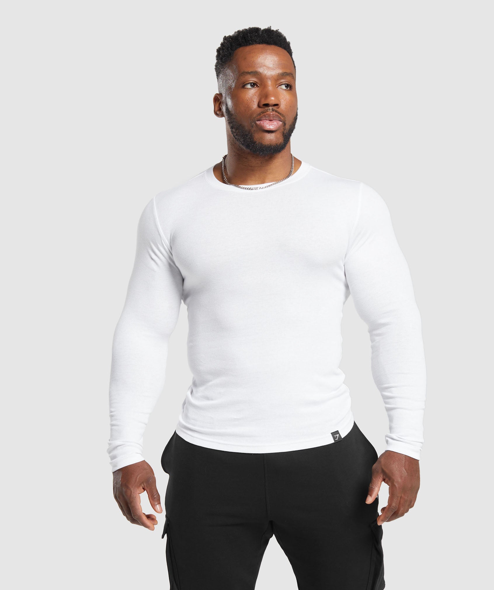 Gymshark Ribbed Long Sleeve T-Shirt White