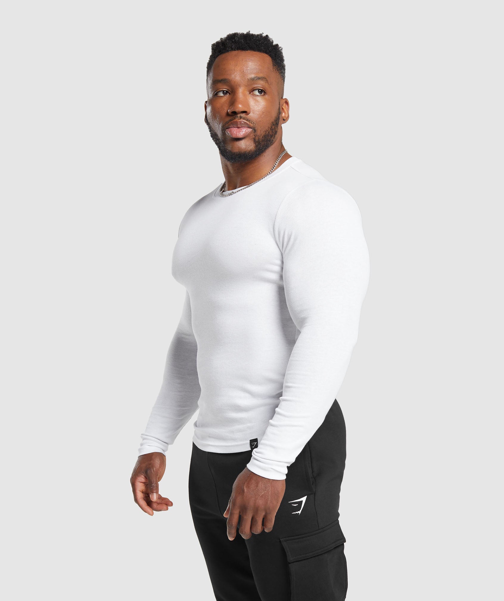 Gymshark Ribbed Long Sleeve T-Shirt White