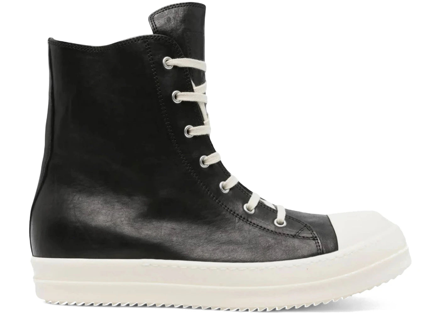 Rick Owens Hollywood High Black Milk Waxed Leather