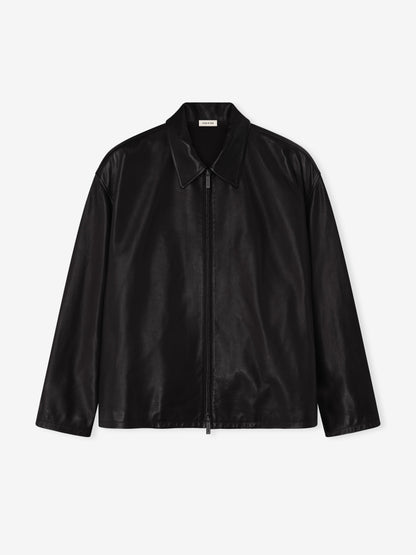 Essentials Leather Rider Jacket Black