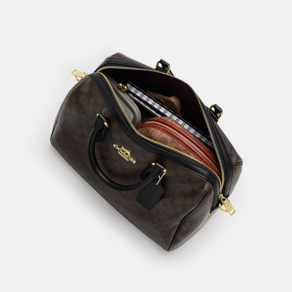 Coach Rowan Large Satchel Bag Gunmetal Dark Stone