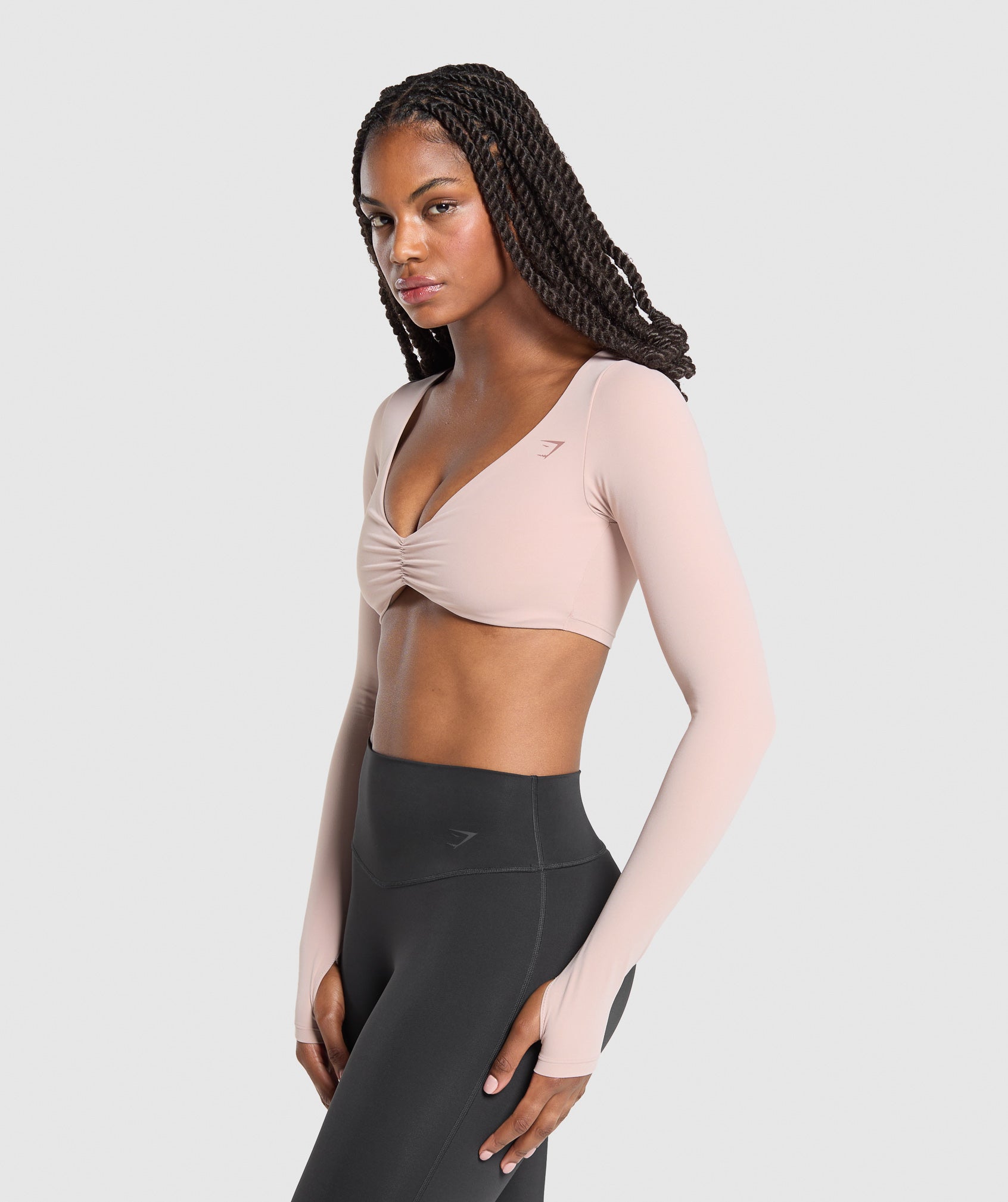 Women's Gymshark Ruched Long Sleeve Top Muted Pink