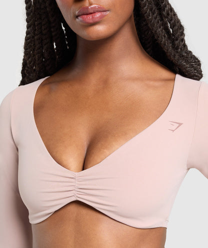 Women's Gymshark Ruched Long Sleeve Top Muted Pink
