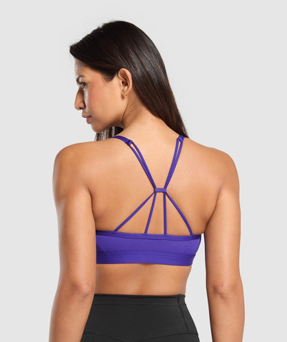 Women's Gymshark Ruched Strappy Sports Bra Cobalt Purple