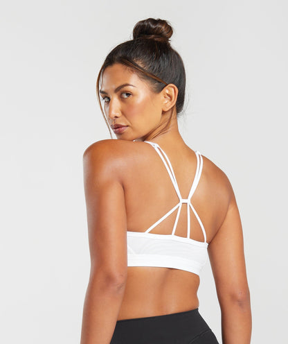 Women's Gymshark Ruched Strappy Sports Bra White