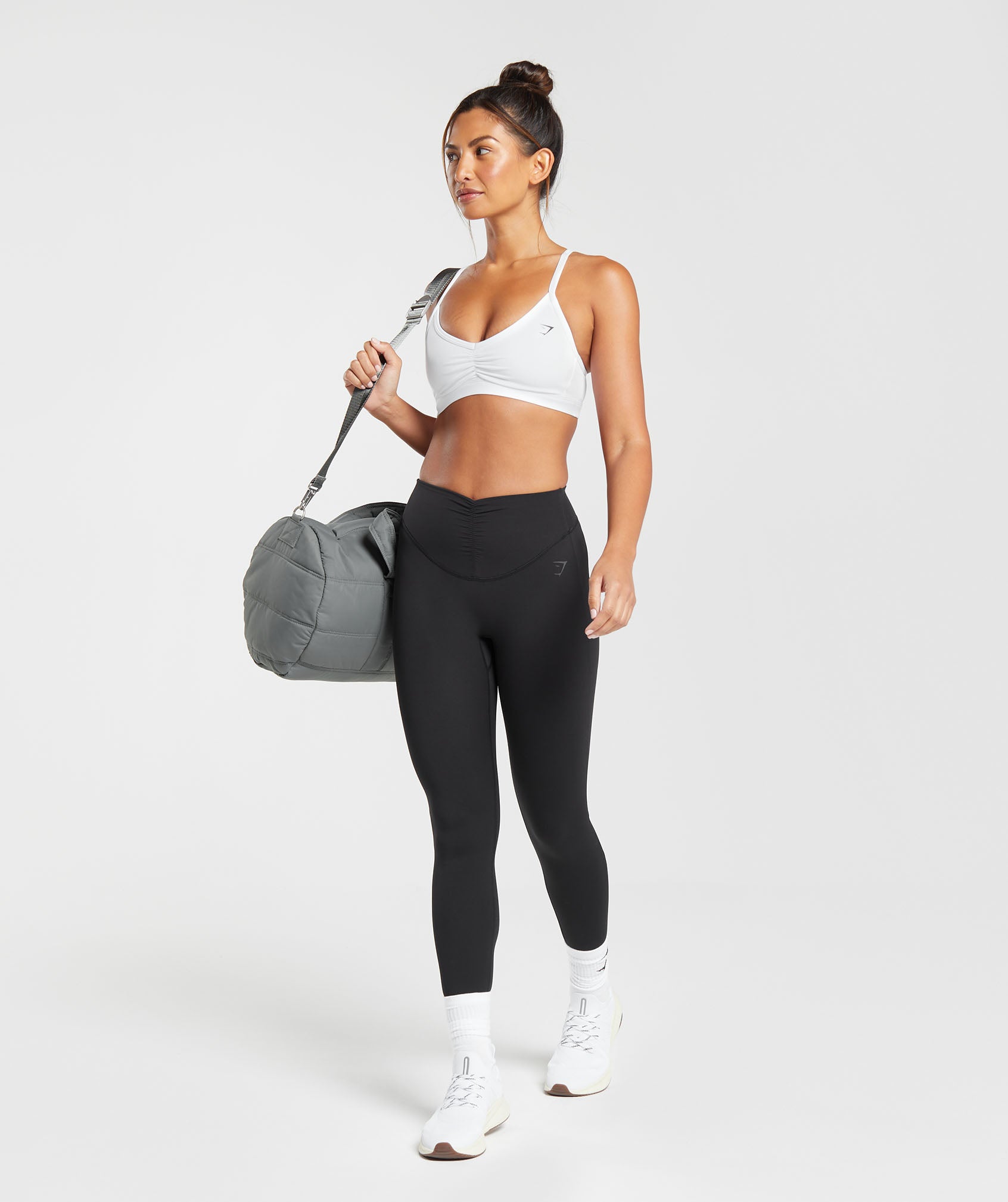 Women's Gymshark Ruched Strappy Sports Bra White