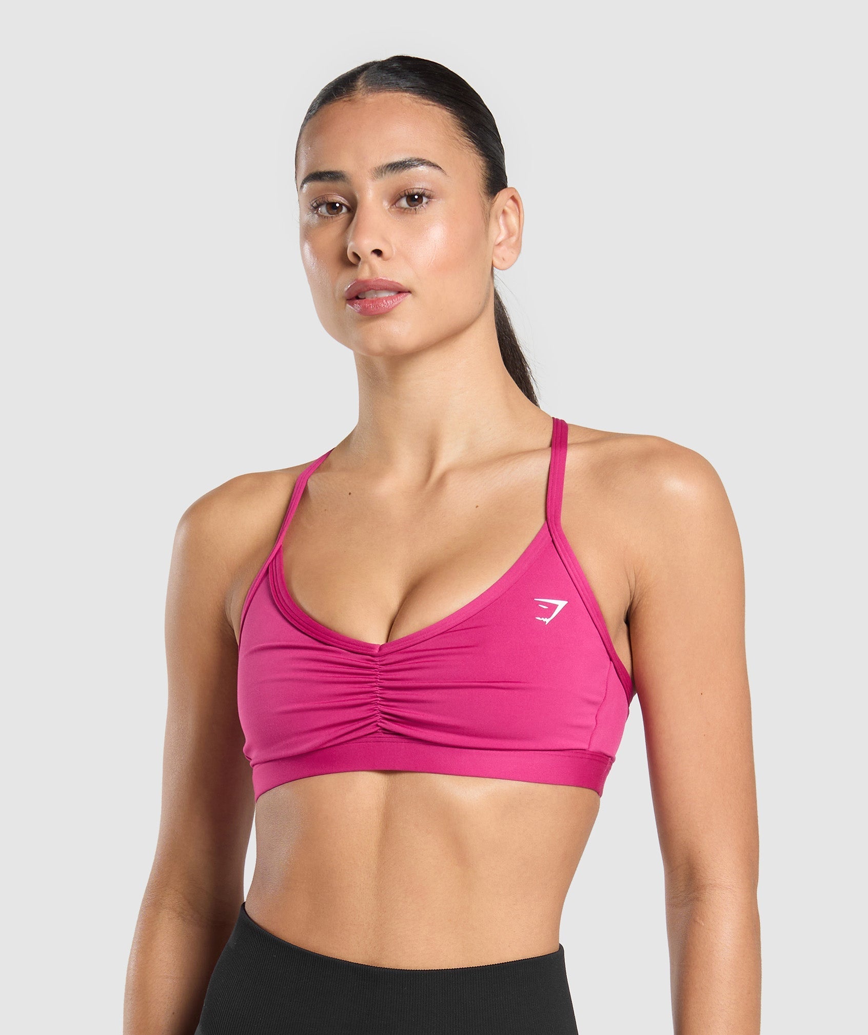 Women's Gymshark Ruched Strappy Sports Bra Winning Pink