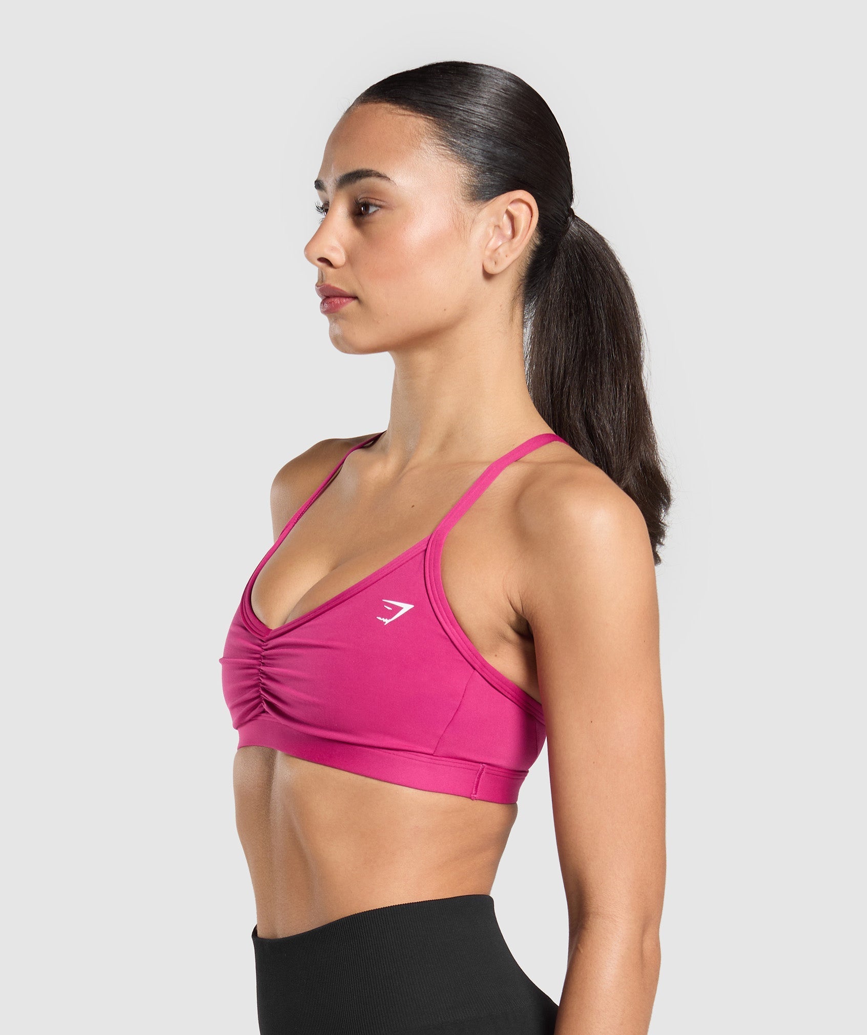 Women's Gymshark Ruched Strappy Sports Bra Winning Pink