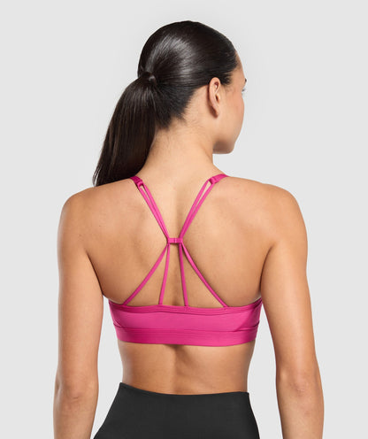 Women's Gymshark Ruched Strappy Sports Bra Winning Pink