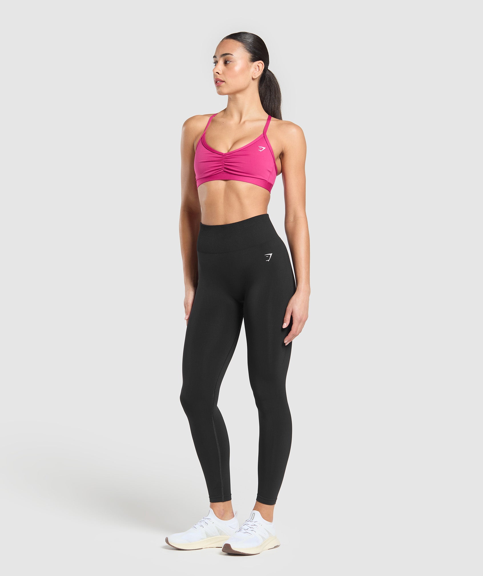 Women's Gymshark Ruched Strappy Sports Bra Winning Pink