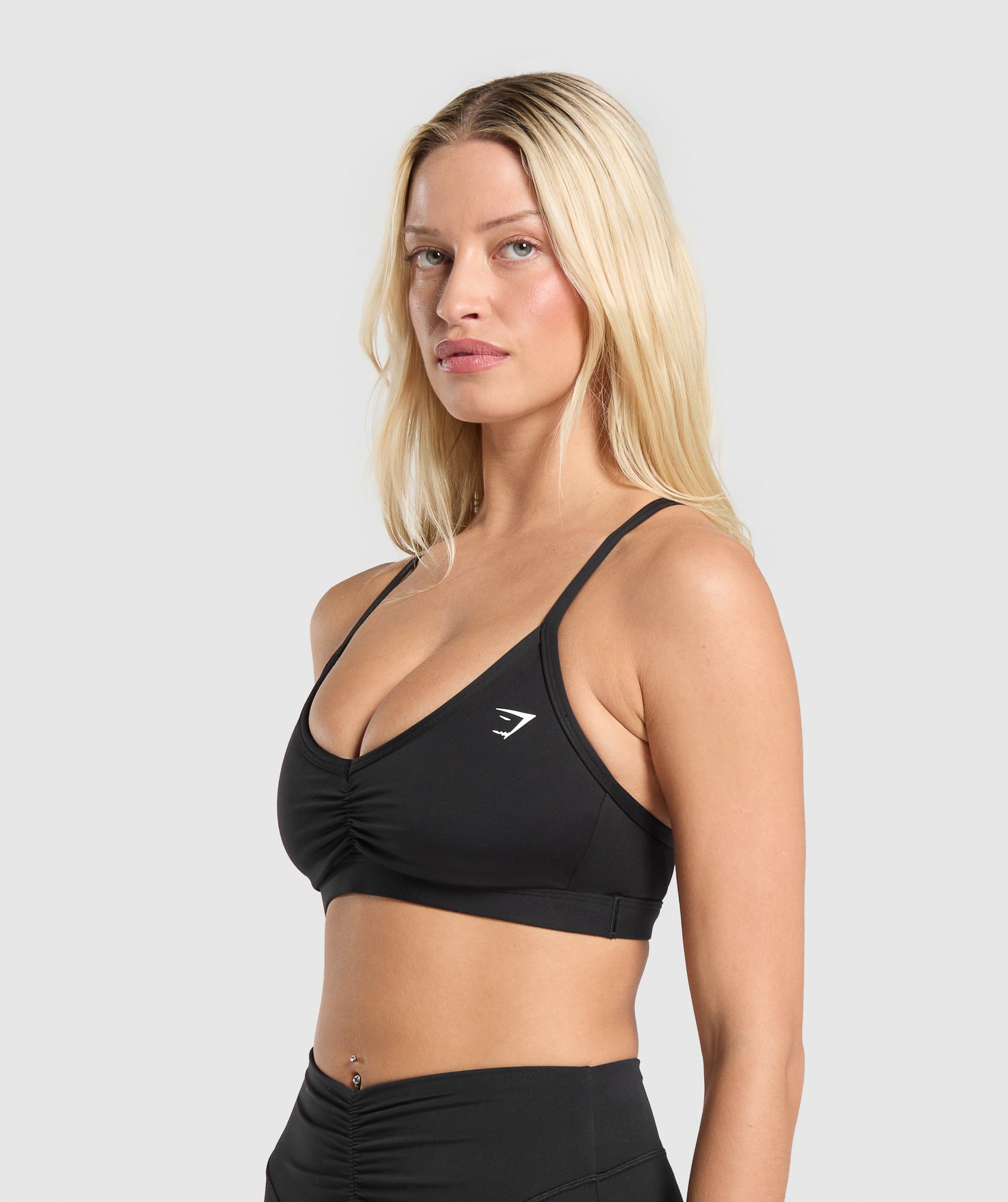 Women's Gymshark Ruched Strappy Sports Bra Black