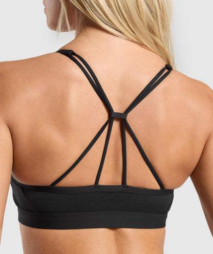 Women's Gymshark Ruched Strappy Sports Bra Black