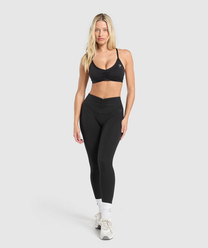 Women's Gymshark Ruched Strappy Sports Bra Black