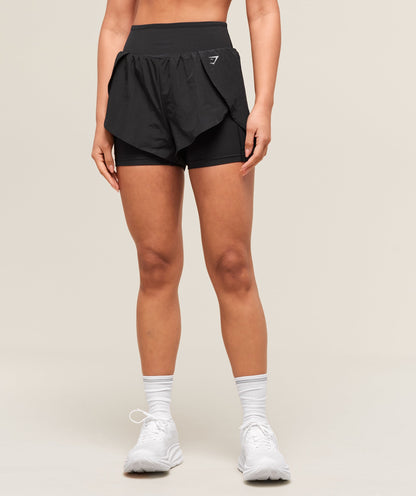 Women's Gymshark Running 2-In-1 Shorts Black