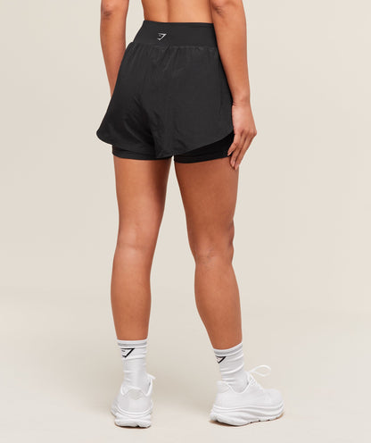 Women's Gymshark Running 2-In-1 Shorts Black