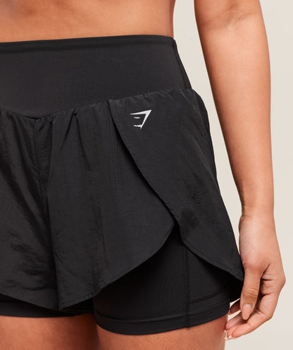 Women's Gymshark Running 2-In-1 Shorts Black