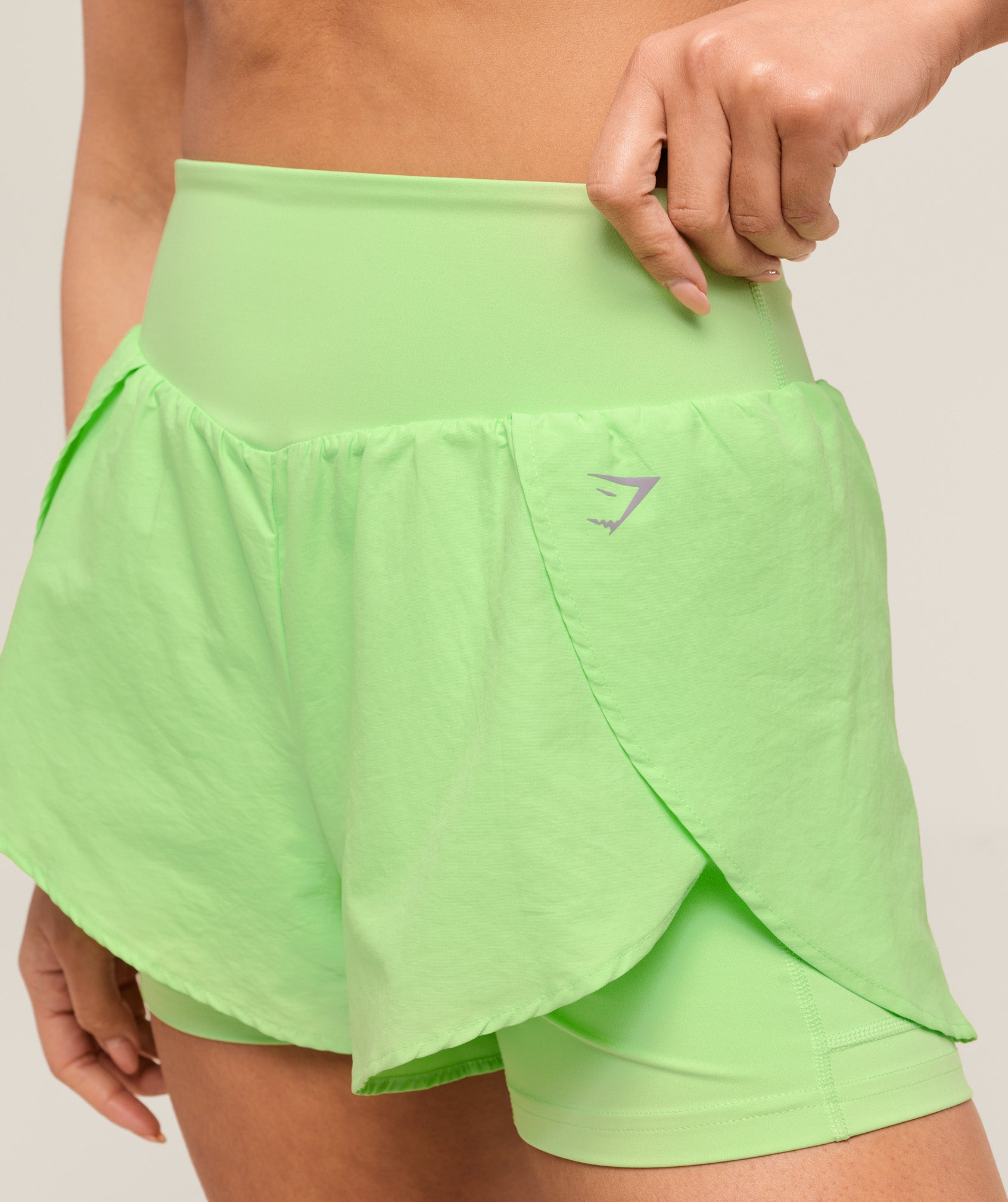 Women's Gymshark Running 2-In-1 Shorts Energy Gelato Green
