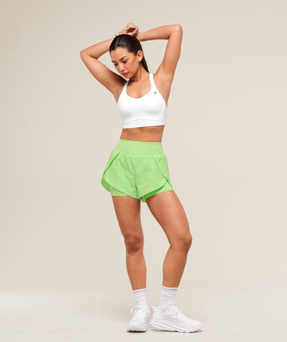 Women's Gymshark Running 2-In-1 Shorts Energy Gelato Green