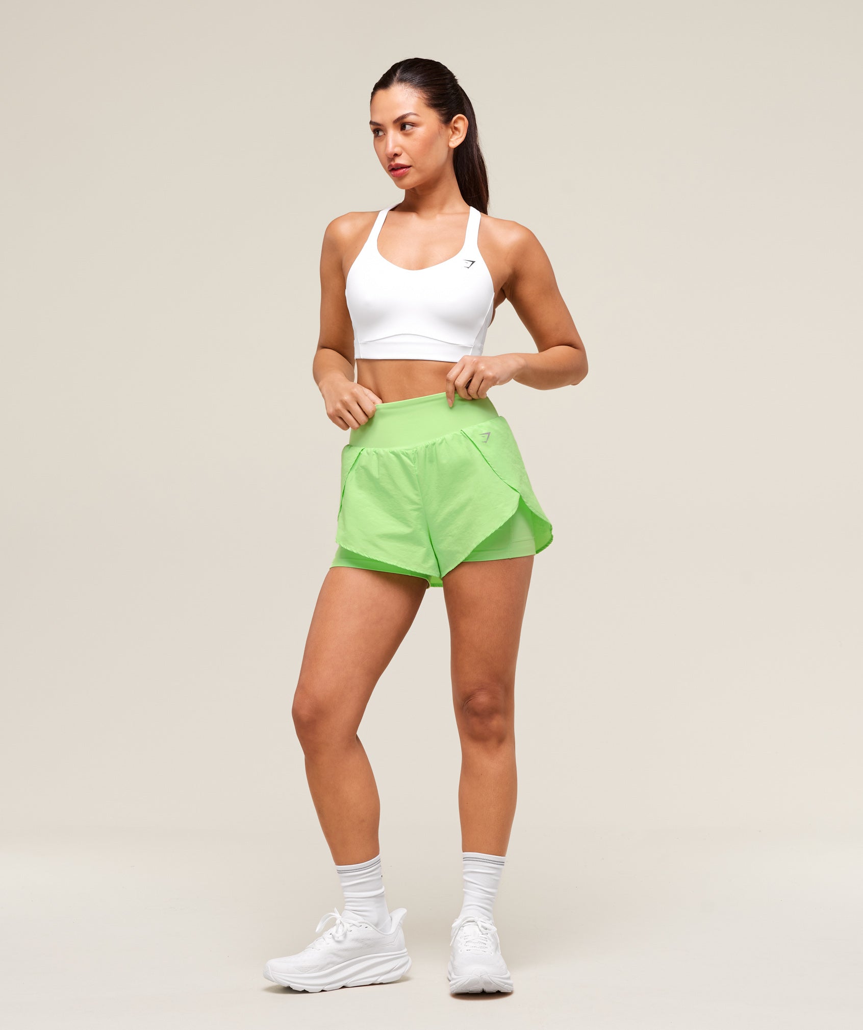 Women's Gymshark Running 2-In-1 Shorts Energy Gelato Green
