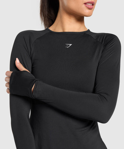 Women's Gymshark Running Long Sleeve Top Black