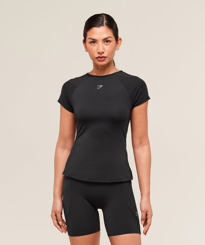 Women's Gymshark Running Back Vent T-Shirt Black