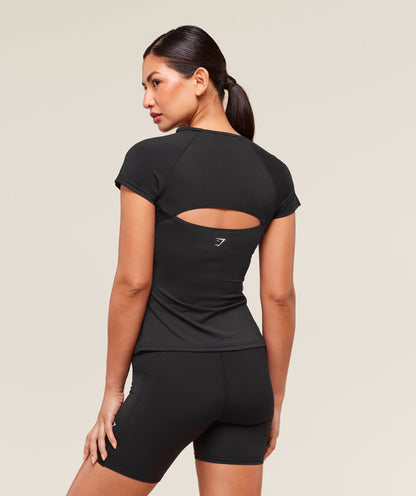 Women's Gymshark Running Back Vent T-Shirt Black